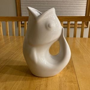 Gurgle pot white fish shaped pitcher